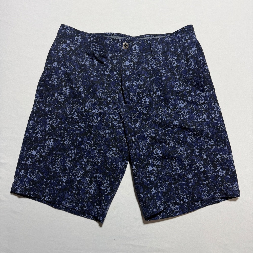 Under Armour Men's Golf Shorts Size 32 Navy Blue Floral Camo Print Stretch - Picture 1 of 10